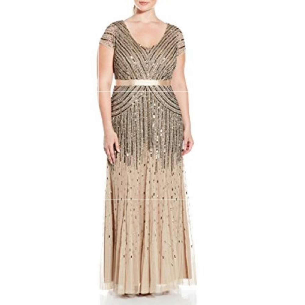 Adrianna Papell Plus Size Beaded Gown